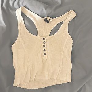 BDG white ribbed racer back crop top